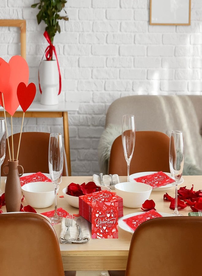 تيلينغ 200 قطعة من مناديل ورقية للاستخدام مرة واحدة لعيد الحب، طبقتان، مزينة بقلوب، مناسبة للمشروبات والغداء والعشاء، ديكور عيد الحب، مناديل كوكتيل لعيد الحب السعيد لحفلات الزفاف والعشاء (رقيقة) - Image 5